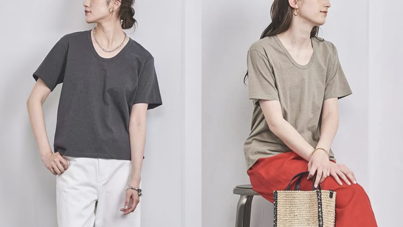 骨格ストレート,Tシャツ,UNITED ARROWS,スラブテンジク Uネック Tシャツ