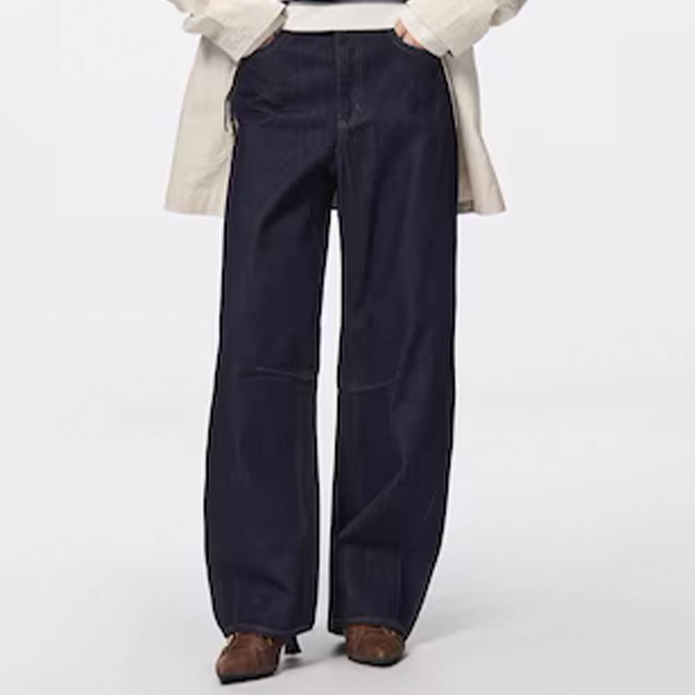 骨格ストレート,デニム,GU,バレルレッグジーンズ