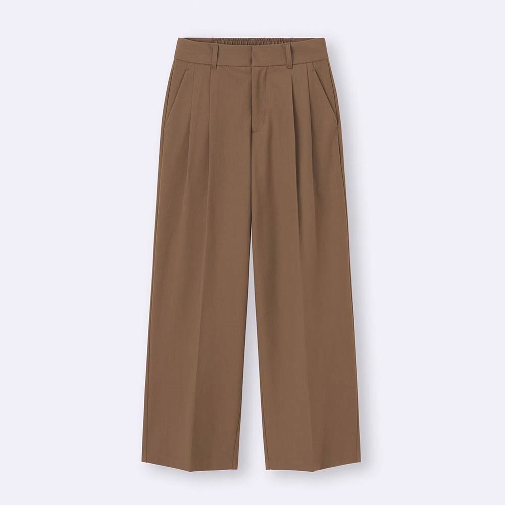 骨格ナチュラル,パンツ,GU,タックワイドパンツ