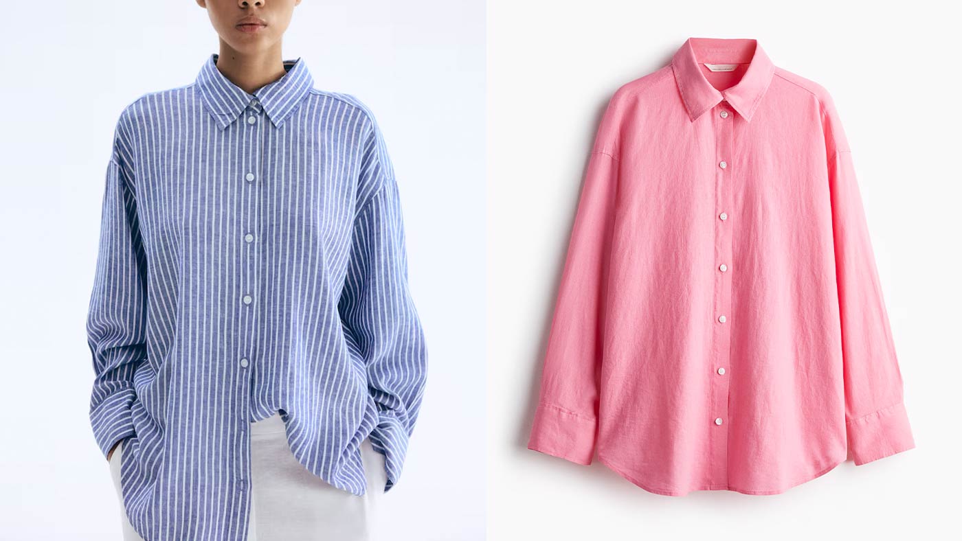 骨格ナチュラル,シャツ,H&M,リネンブレンド オーバーサイズシャツ