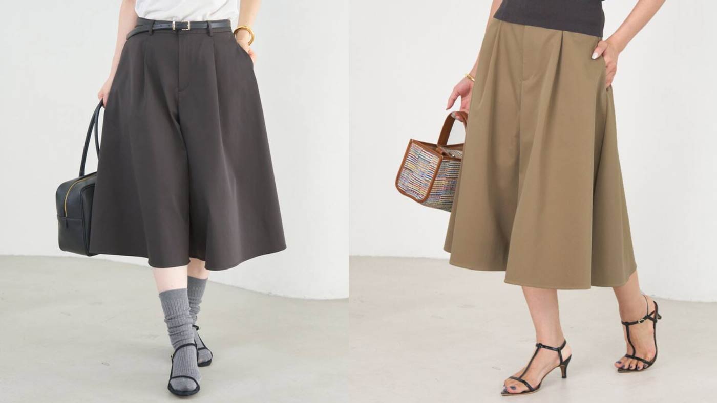 骨格ウェーブ,パンツ,IENA,タックキュロットパンツ