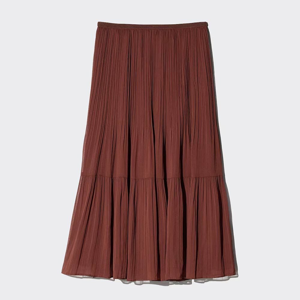 骨格ウェーブ,スカート,UNIQLO,シフォンティアードスカート