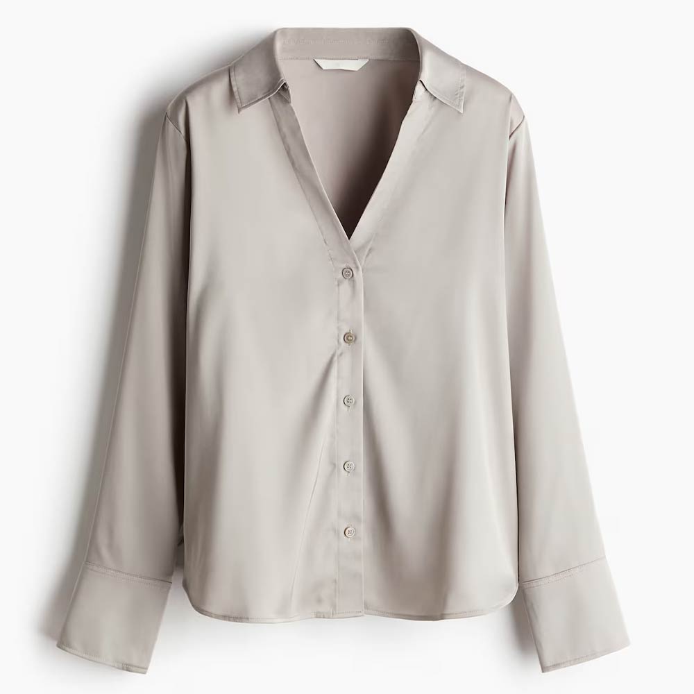 骨格ストレート,ブラウス,H&M,Vネックブラウス