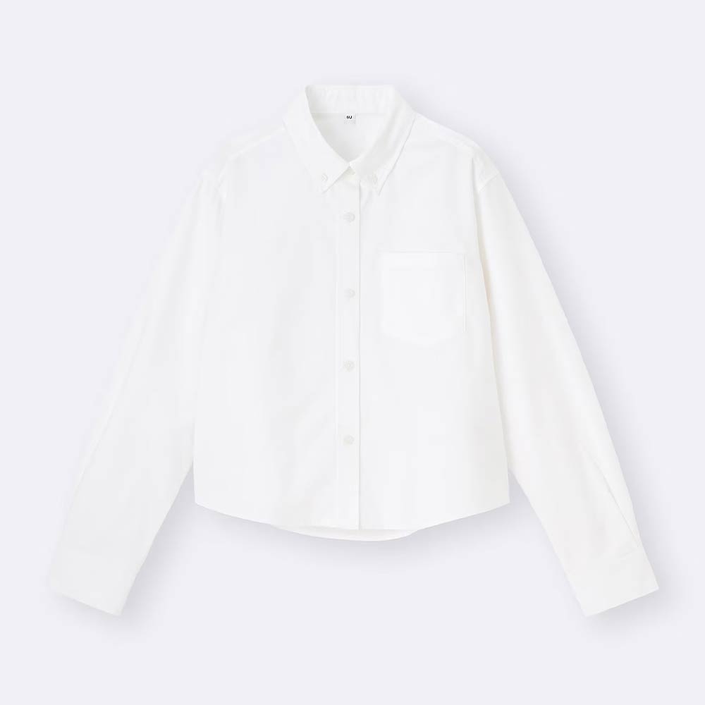 骨格ウェーブ,シャツ,GU,オックスフォードショートシャツ