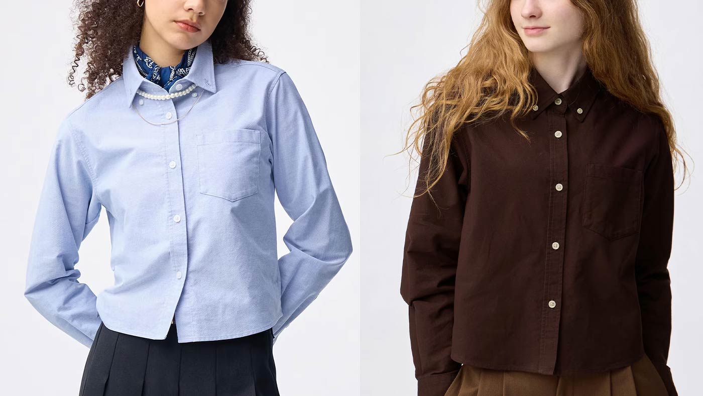 骨格ウェーブ,シャツ,GU,オックスフォードショートシャツ