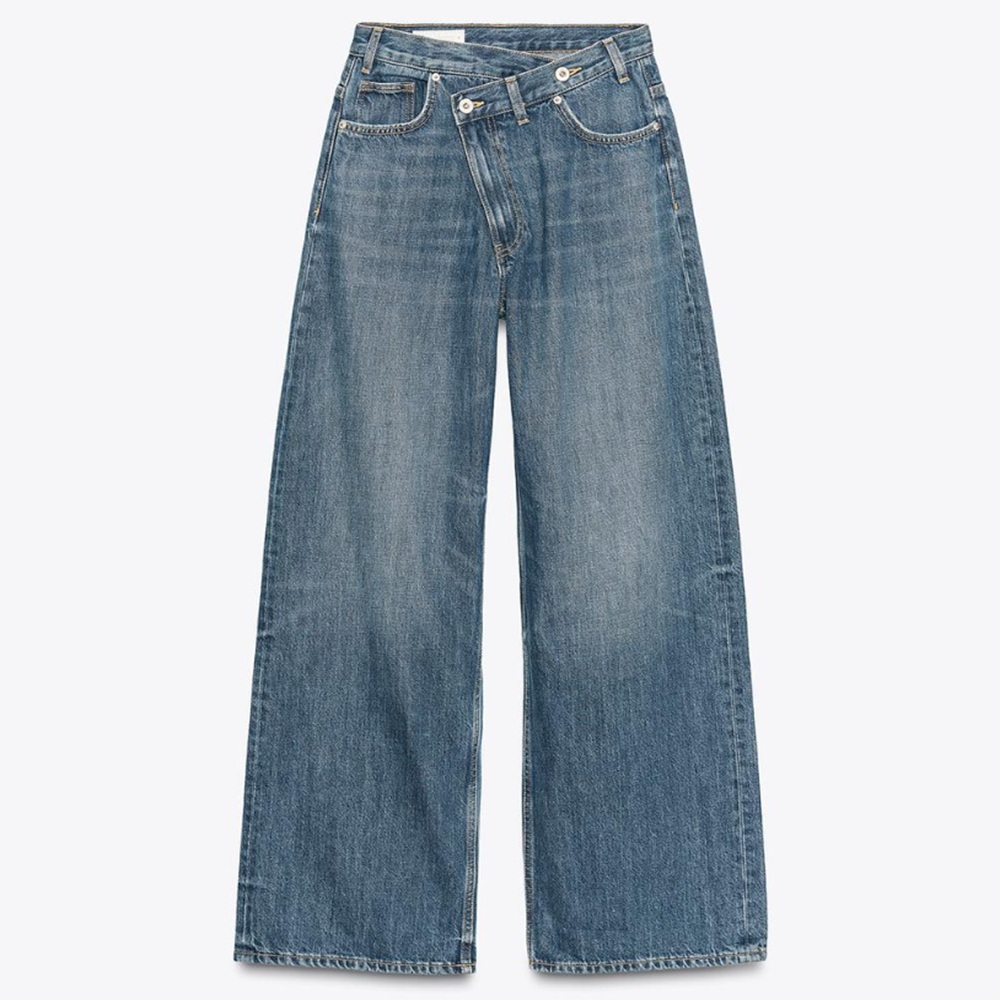 骨格ナチュラル,デニム,ZARA,ワイドレッグ クロスウエスト ハイウエストジーンズ