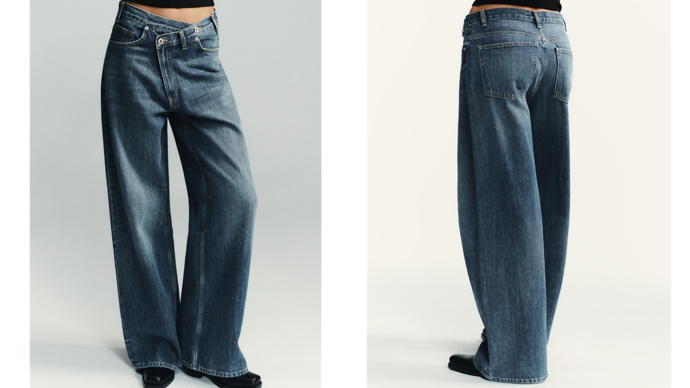 骨格ナチュラル,デニム,ZARA,ワイドレッグ クロスウエスト ハイウエストジーンズ