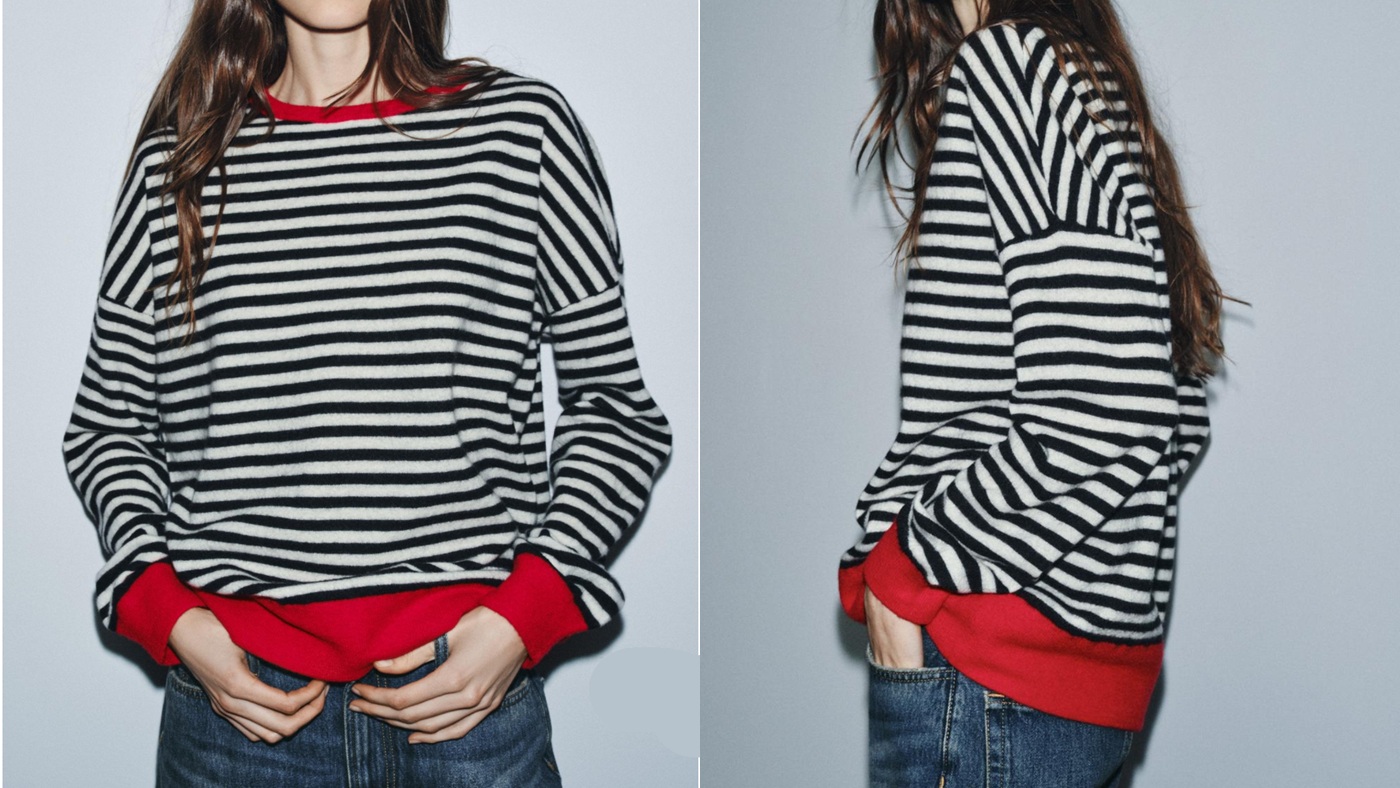 骨格ナチュラル,ニット,セーター,ZARA,ウール100%ボーダーセーター