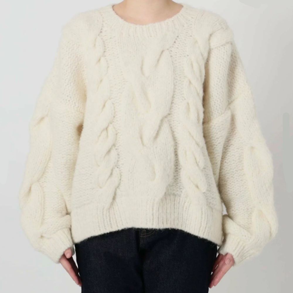 骨格ナチュラル,ニット,SLOBE IENA,別注ケーブルハンドニット