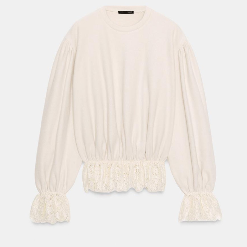 骨格ナチュラル,トップス,ZARA,ロマンティックレーストップス