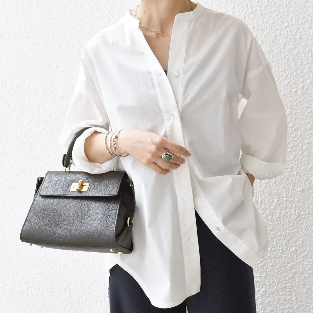 骨格ストレート,ブラウス,SHIPS,手洗い可能,バンドカラー,ハーフスリーブ,ポケット,ワークシャツ