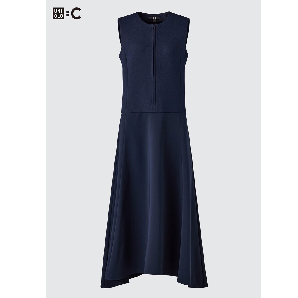 骨格ストレート,ワンピース,SHIPS any,洗濯機可能,ハーフジップワンピース ノースリーブ