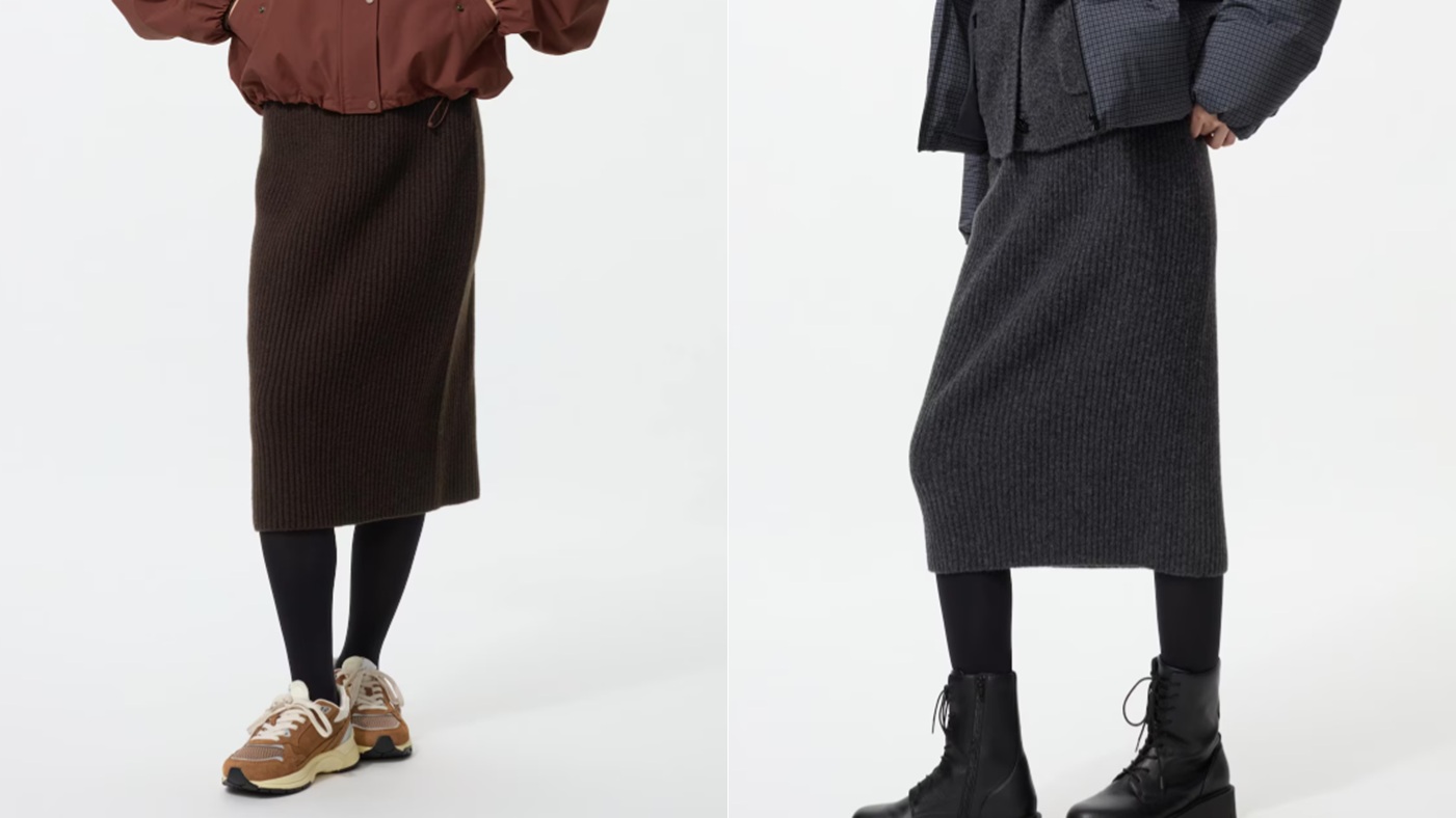 骨格ストレート,スカート,UNIQLO,ユニクロ,3Dスフレヤーンスカート