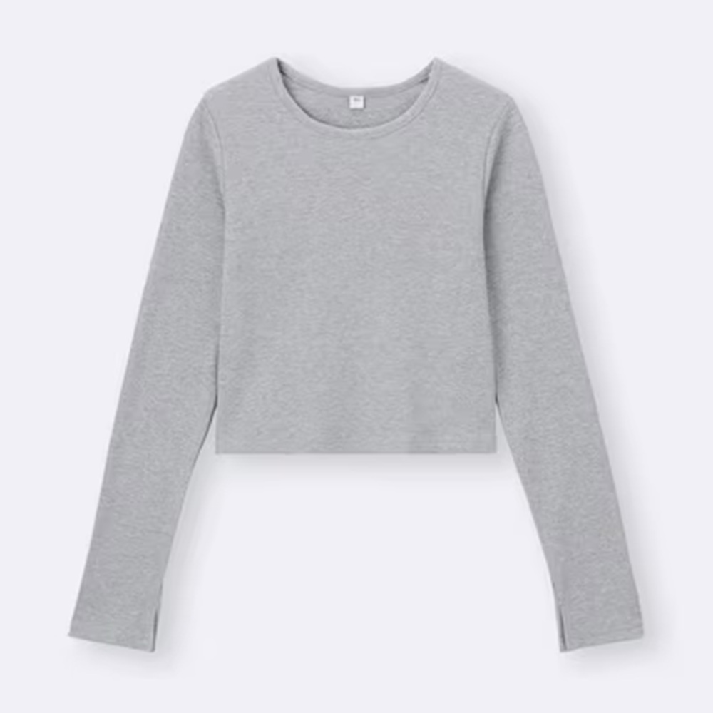 骨格ウェーブ,Tシャツ,GU,リブクロップドT