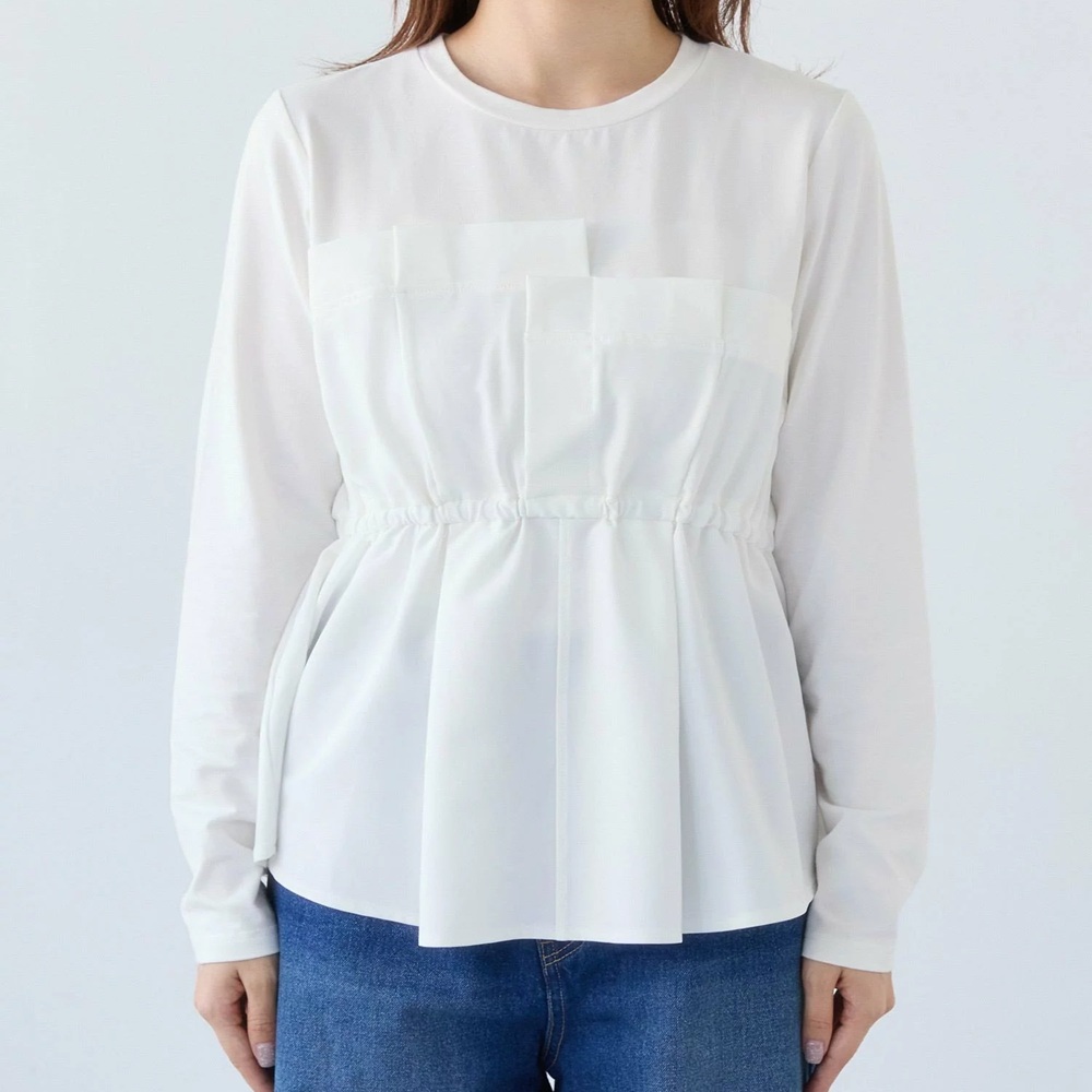 骨格ウェーブ,Tシャツ,VIS,ビスチェドッキングペプラムロングスリーブTシャツ