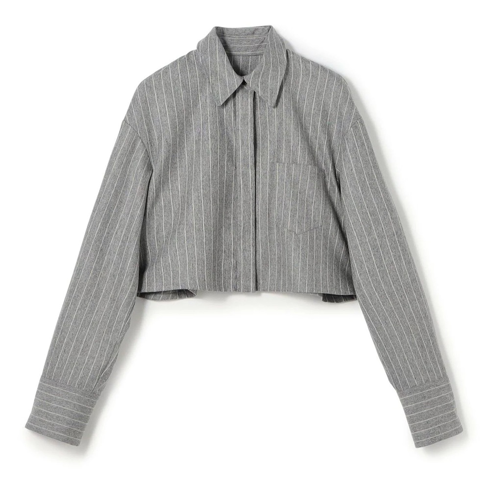 骨格ウェーブ,シャツ,DESPRES,ウールポプリンメルトンクロップドシャツ