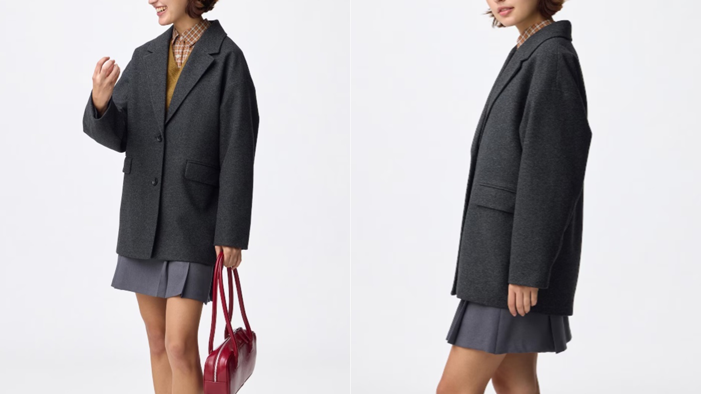 骨格ストレート,ダウン,GU,コージーメルトンハーフコート