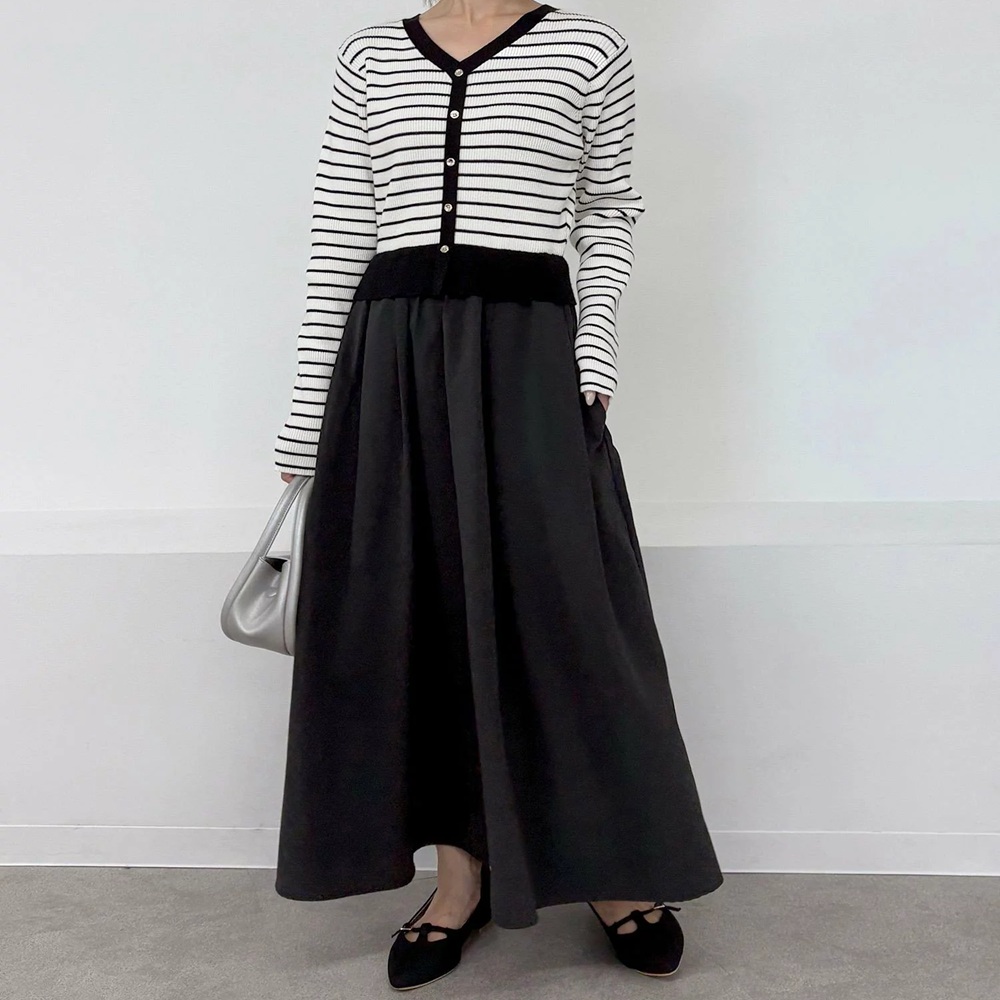 骨格ストレート,ワンピース,ROPE' PICNIC,メタル釦ドッキングワンピース