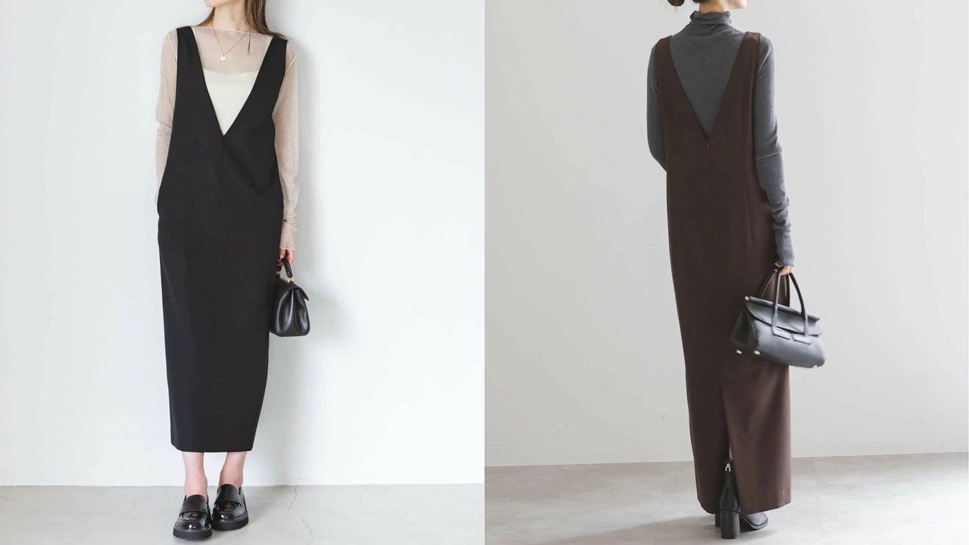 骨格ストレート,ワンピース,NOBLE,ストレートVネックワンピース