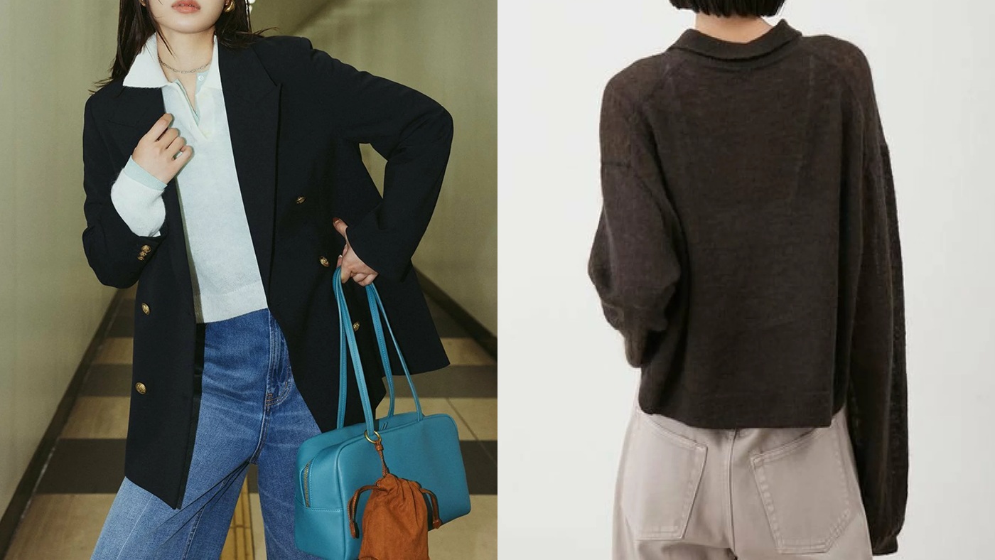骨格ストレート,ニット,セーター,Mila Owen,モヘア混シアーポロニットプルオーバー