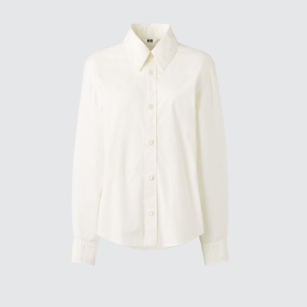 骨格ストレート,トップス,UNIQLO,コットンシャツ,半袖