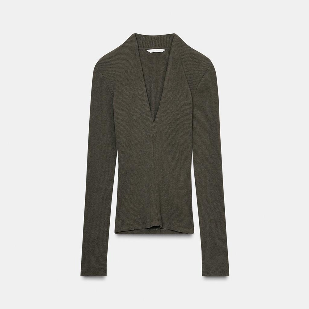 骨格ストレート,トップス,ZARA,リブVネックトップス