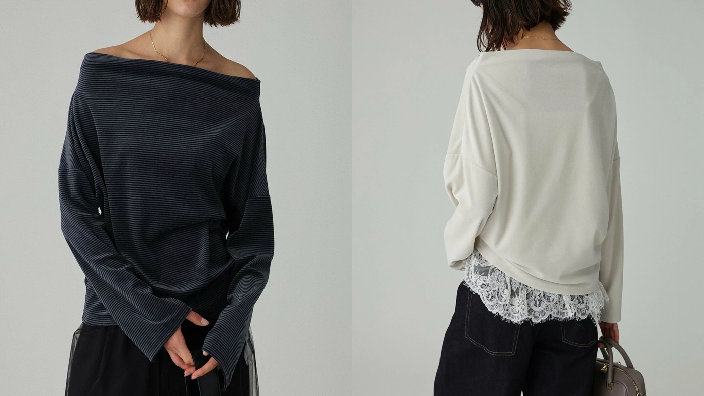 骨格ストレート,トップス,ベロアドレーププルオーバー,