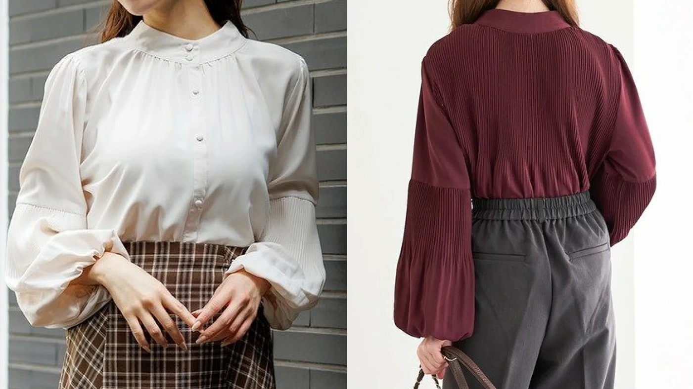 骨格ウェーブ,ブラウス,Ludic Park,プリーツブラウス