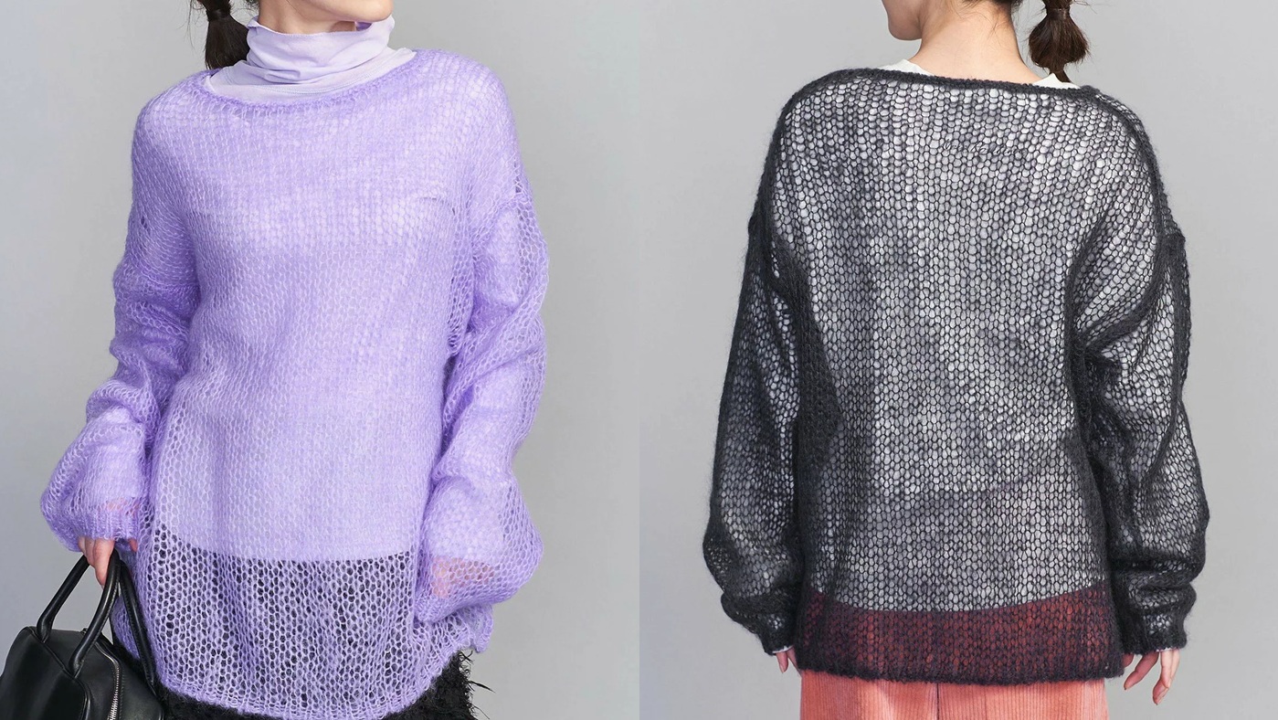 骨格ウェーブ,ニット,ルーズニットプルオーバー