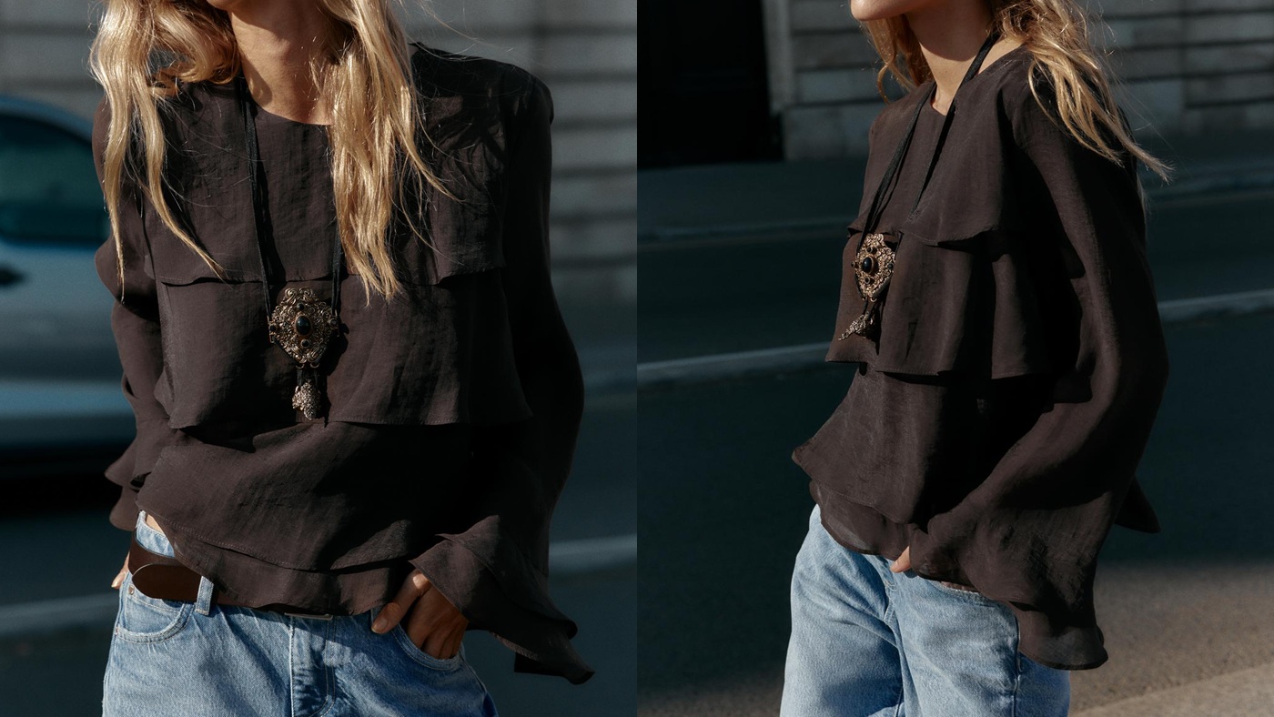 骨格ウェーブ,トップス,ZARA,フリルトップス