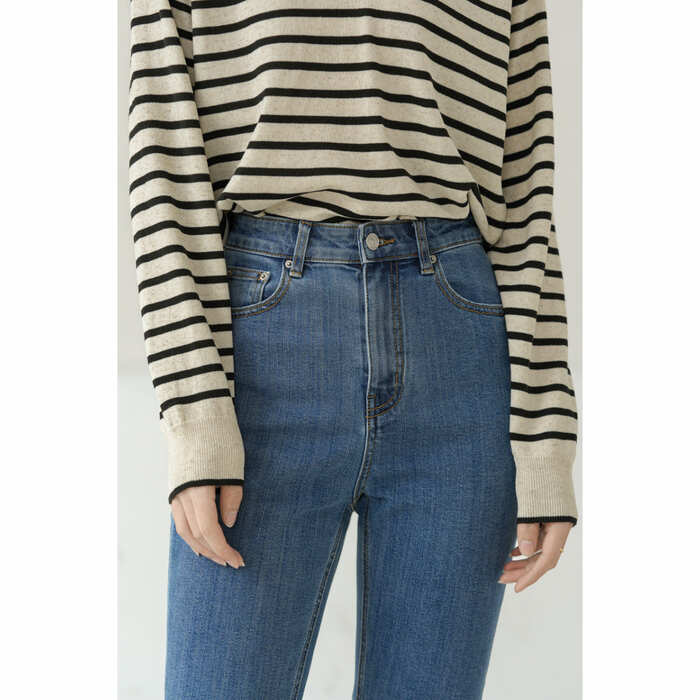 骨格ウェーブ,スリットハイウエストデニム