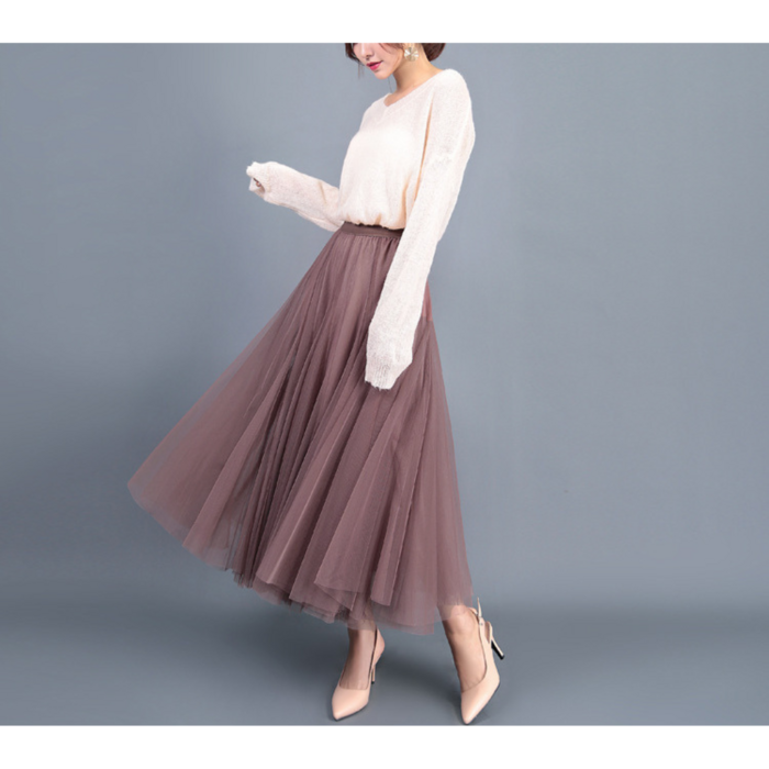 骨格ウェーブ,ロングチュールスカート