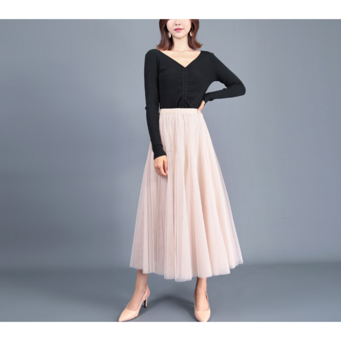 骨格ウェーブ,ロングチュールスカート