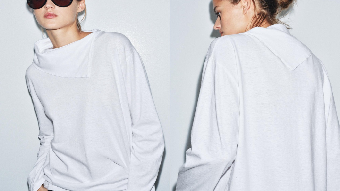 骨格ナチュラル,Tシャツ,ZARA,スカーフ風長袖Tシャツ