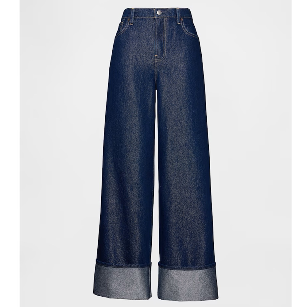 骨格ナチュラル,デニム,GAP,ミッドライズ メタリック ロールアップ バギーデニム