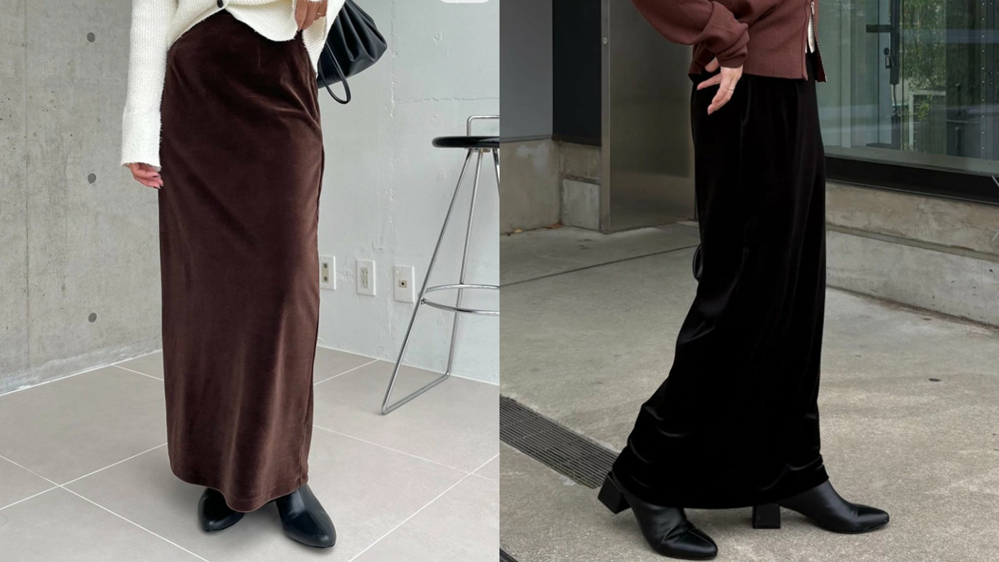 骨格ストレート,スカート,SENSE OF PLACE,UR TECH DRYLUXE,ベロアIラインスカート