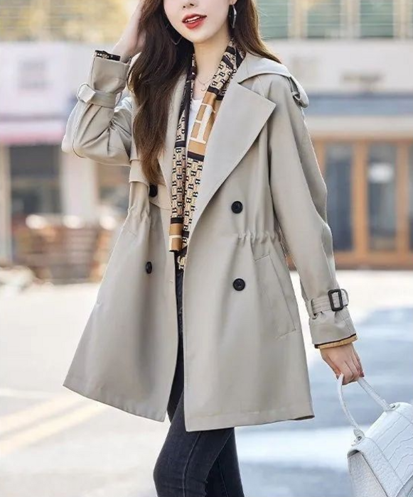 骨格ナチュラル,ウエストシェイプベーシックトレンチコート