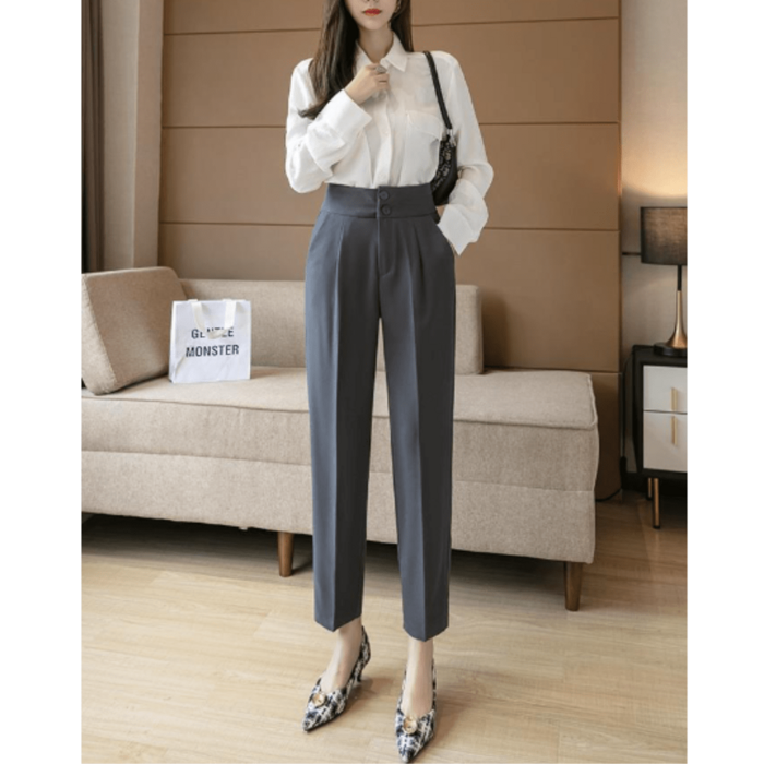 骨格ウェーブ,フロントタックハイウエストシガレットパンツ